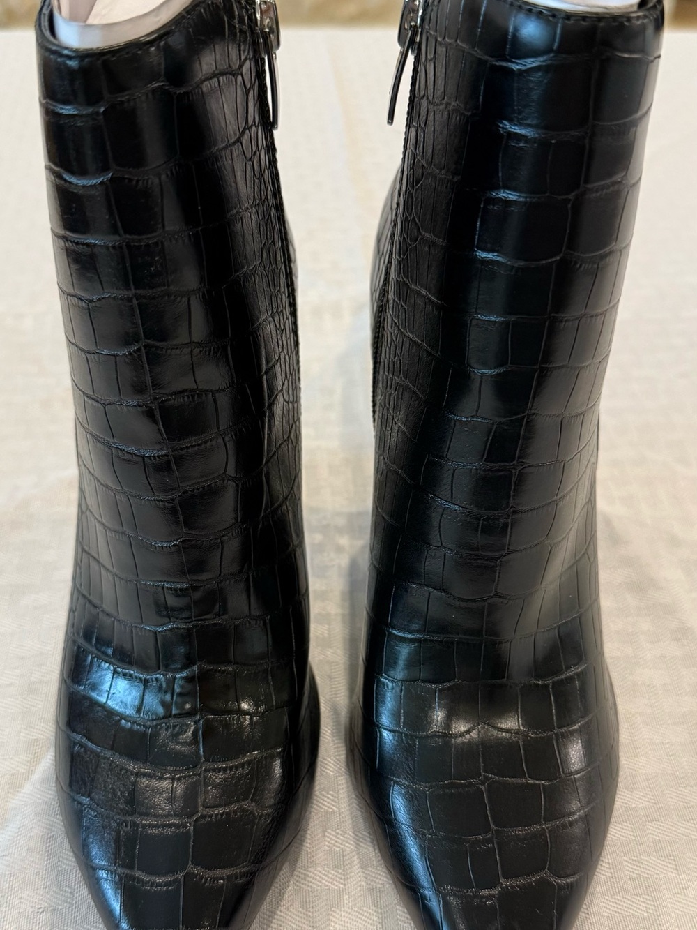 Nine West Black Croc-Embossed Pointed Toe Ankle Boots - Picture 6 of 6